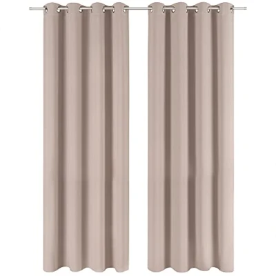 Bild av Blumtal Set med 2 mörkläggningsgardiner Värmeisolerande gardin mot kyla Mörkläggningsgardin öljetter Fönstergardin för alla årstider, 140 x 225 cm, Taupe