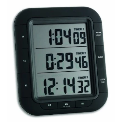 Bild av TFA Dostmann Triple XL, digital 3 fold timer,38.2023, med tid, minnesfunktion, stoppur, Svart