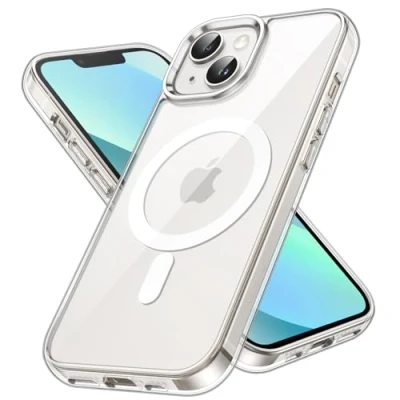 Bild av JETech Magnetisk Skal för iPhone 13 6,1 Tum Kompatibel med MagSafe Trådlös Laddning, Stötskyddad Case, Repfri Transparent Tillbaka (Klar)