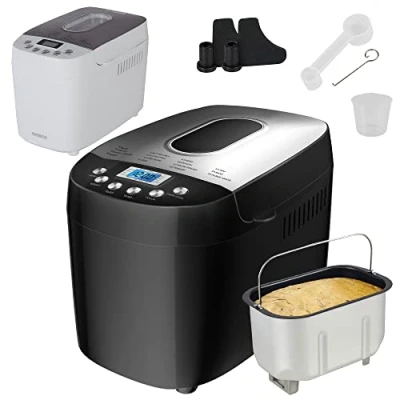 Bild av Arebos Brödmaskin 1500 g med 15 program 2 knådningskrokar timer LCD display 3 brunningsgrader och brödstorlekar 850 W Svart