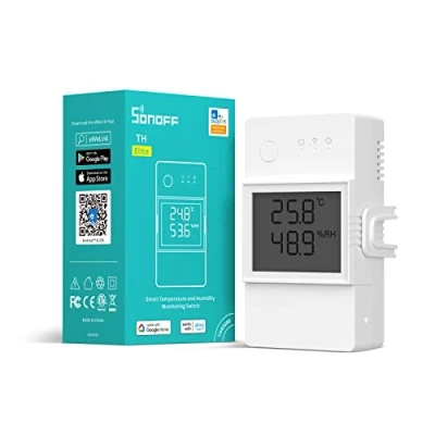 Bild av SONOFF TH Elite 20A Trådlös WiFi Smart Switch med Temp. &amp; Hum Mätning för Home, Kompatibel Alexa, Google IFTTT, Fjärrkontroll via APP, Ingen Hub krävs