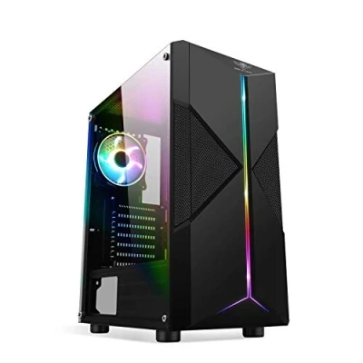 Bild av Spirit of Gamer Clone III, Svart RGB Gaming PC Chassi, ATX/mATX/ITX Kompatibelt, Empty Tower Medium med Sidovägg i Härdat Glas, 2 x 120 mm Fläktar Inklusive 1 ARGB ingår