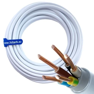 Bild av NYM J 5x6 mm2 5g6 kabel för våtrum stark ström elkabel installationskabel vit 25 m