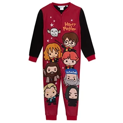 Bild av Harry Potter Onesie för barn pojkar pyjamas flickor allt i ett unisex Hogwarts berlocker Chibi fleece nattkläder, Röd, 5 6 Years