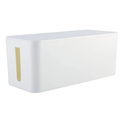 Bild av RICOO Kabelbox, kabelhanteringslåda Z3201 W, kabelorganisatörslåda 32 x 13,5 12,7 cm, förvaringslåda för att dölja grenuttag, adaptrar och kablar, kabelsamlare, vit