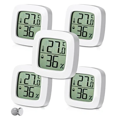 Bild av Jissta Hygrometer, digital bärbar termometer, för temperaturmätning hem, konto,r babyrum, innervägg, matsal och salong, 5 delar