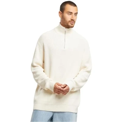 Bild av Urban Classics Rib Basic Troyer, klassisk tröja med troyer krage, normal passform, storlekar S5XL, Vit, 4XL