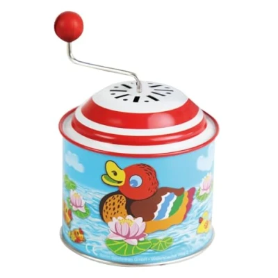 Bild av Bolz 52761 musikvriddosa Små ankor, musikbox ca 10,5 x 7,5 cm, plåtskivbox med melelodi, roterande metall, snurrande för barn från 18 månader, anka orgel, färgglad