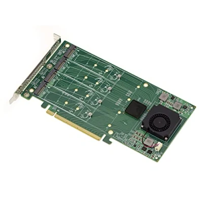 Bild av KALEA INFORMATIQUE M2 PCIe x16 styrkort för 4 M.2 NVMe M Key SSD med PLX PEX chipset 8747 32GB varje SSD, 128G totalt.