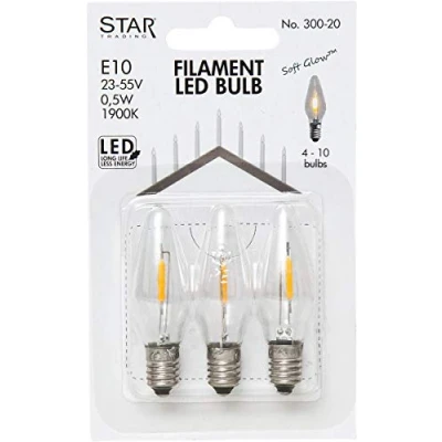 Bild av Star Universal reservlampa LED, E10, klar, 1900K, 0,5 W, 5 LM, 3 st./kort, 30020
