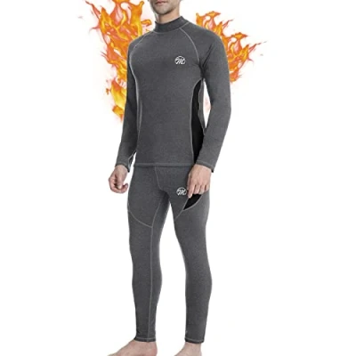 Bild av MEETWEE Termiska underkläder för män, kompressionsbaslager Long Johns långärmad topp skjorta passar vinterträning, Grå, S