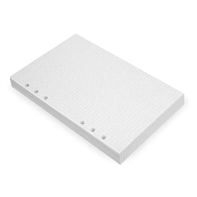 Bild av A5 6 Ringpärm Planner Inlägg 21X14,2 Cm Tjock Kräm 120 Gsm Prickade Lösbladspåfyllningar, Papper Filofax Kompatibel, Hål, 100 Ark, 200 Prickiga Rutnätssidor