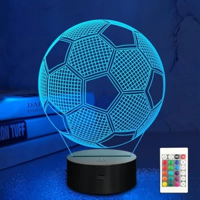 Bild av MOUJUCHI Fotboll, 3D illusion, nattlampa, 16 färger som ändras med fjärrkontroll, idealiska gåvor för barn pojkar