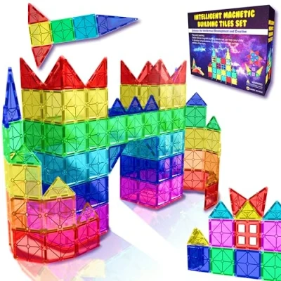 Bild av Desire Deluxe magnetiska plattor Byggstenar Byggleksaker för pojkar och flickor 47st STEM Learning pedagogisk leksak barn Ålder 3 4 5 6 7 8 år gammal gåva
