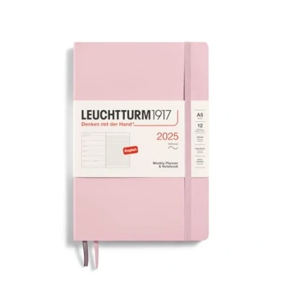 Bild av LEUCHTTURM1917 370747 Veckokalender och anteckningsbok 2025, medium A5 softcover 12 månaders planerare, linjerad puder, engelska