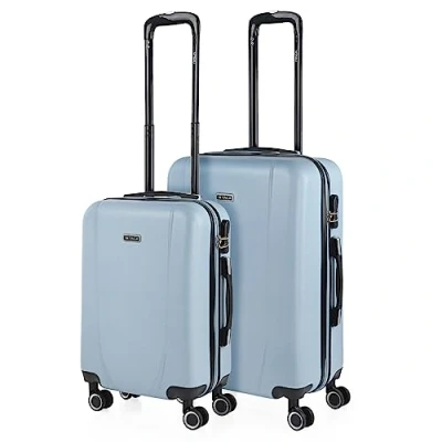 Bild av ITACA Set med 2 Rigid Travel Resväskor 55/65 cm 4 hjul ABS. Resistenta och Lätta. Övre sidaHandtag Integrerat kombinationslås. Liten stuga godkänd Medium., Ljusblå