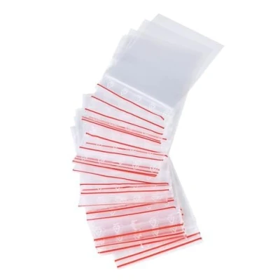 Bild av Pakico 100 plastpåsar dragkedja 4 x 6 cm förslutningsbara ziplockpåsar klädbagage förpackning tryckförslutningspåse återförslutningsbara förpackningspåsar