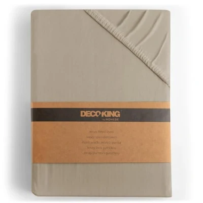 Bild av DecoKing Dra på lakan Spännlakan 100% bomull Jersey boxhoppbädd Cappuccino 80x200 90x200 Amber