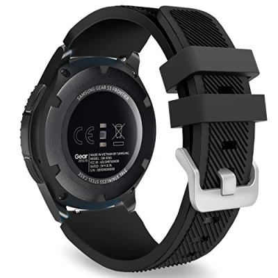 Bild av MoKo Watch Band Compatible with Galaxy 3 45mm/Galaxy 46mm/Gear S3 Frontier/Classic/Huawei GT2 Pro/GT2e/GT 46mm/GT2 46mm/Ticwatch Pro 3, 22mm Silicone Replacement Strap, BLACK