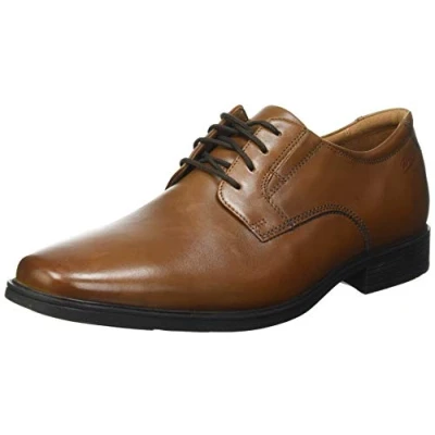 Bild av Clarks Tilden Plain, snörskor för män, Dark Tan Lea 350, 41.5 EU