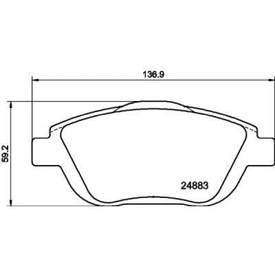 Bild av HELLA 8DB 355 014 551 Jeu de plaquettes frein non préparé pour indicateur d&#039;usure avec vis d&#039;étrier accessoires CITROËN: C3 II