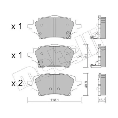 Bild av METELLI 22 1228 0 Jeu de plaquettes frein avec indicateur d&#039;usure TOYOTA: Corolla XII 3/5 portes, C HR, Yaris IV