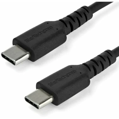 Bild av StarTech.com 1 m USB C laddningskabel hållbar snabbladdning och sync 3.1 typ till laptop laddningssladd TPE jacka Aramid Fiber M/M 60 W svart Samsung S10 S20 iPad Pro MS Surface (RUSB2AC1MB)