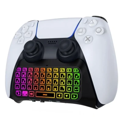 Bild av MoKo RGB Backlight Keyboard for PS5 Controller, Bluetooth Wireless Mini Gamepad Chatpad Playstation 5 with Upgraded Built in Speaker &amp; 3.5mm Audio Jack Controller Accessories