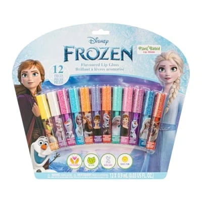 Bild av Disney Frozen växtbaserade läppglans i 12 delar, festpresenter för barn, första sminksetet perfekt fest, pyjamaspartyn och födelsedagspresenter, från 3 år, av Townley Girl