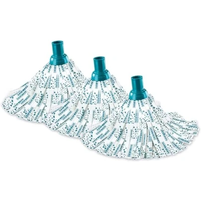 Bild av Leifheit Ersättningshuvud Classic Mop viskos, set om 3, med viskos och polyester för envisa fläckar på kakel stengolv, extra flytande tvättbar vid 60 C, flexibla remsor mopphuvud