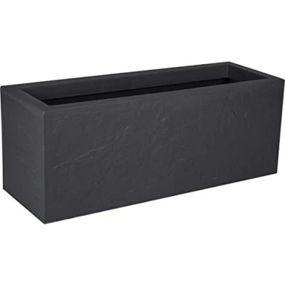 Bild av EDA Volcania&#039;Up Planter 57 L imitation sten dekor enkelvägg vattenhållningsområde 79,5 x 29,5 cm kolgrå