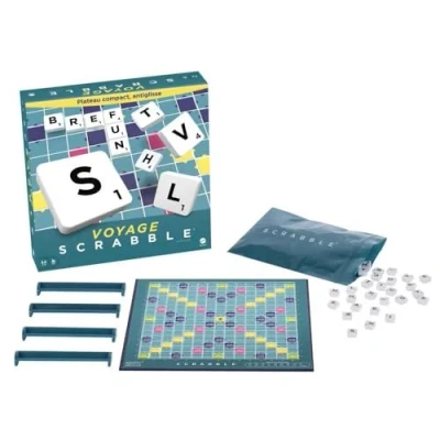 Bild av Mattel Games Scrabble resor, miniatyrutgåva 20 x cm, bräd och bokstavsspel, fransk version, (slumpmässig modell), CJT12