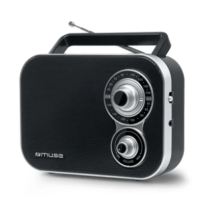 Bild av Muse M 051R bärbar retroradio, FM och MW, nät batteridrift, teleskopantenn, AUX In, svart, 051 R radio