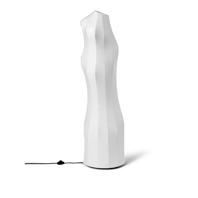 Bild av ferm LIVING Golvlampa Dea, järn, fleece, vit, höjd 140 cm