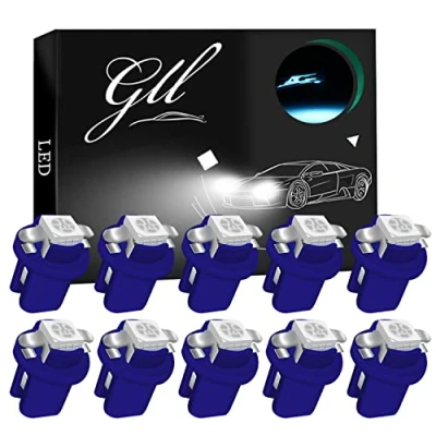 Bild av GLL 10 st Isblå T5 LED Lampor B8.5 5050 1 SMD för Bilens Inre Hastighetsmätare, Instrumentbräda, Mätare och Indikatorlampor