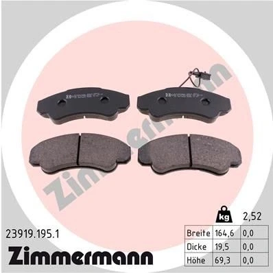 Bild av ZIMMERMANN 23919.195.1 Jeu de plaquettes frein contact signal d&#039;usure inclus la photo correspond au contenu livraison