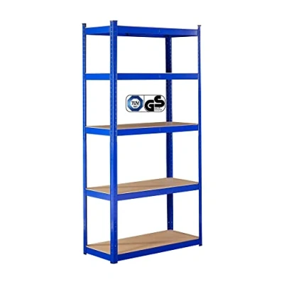Bild av Arebos Tunga Hyllor 180 x 90 40 cm 875 kg lastkapacitet 0,63 mm 5 MDF brädor Förvaringshyllor Källarhyllor Verkstadshyllor Blå