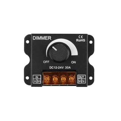 Bild av GERUI LED ljusrems dimmer, DC 12 V 24 30 A 360 W PWM dimmer kontroll, dimmerknapp för justering av ljusstyrkan på/av brytare, svart aluminiumhölje, ljusband (1)