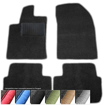 Bild av moto MOLTICO golvmattor bil velour bilmattor svarta set 4 delar passar Peugeot 206 CC 19982009 (grå dekorativa sömmar)