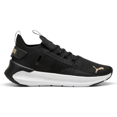 Bild av Puma kvinnors SOFTRIDE Symmetri FUZION WN&#039;s Road Running Shoe, svart guld, 8,5 UK, 42.5 EU