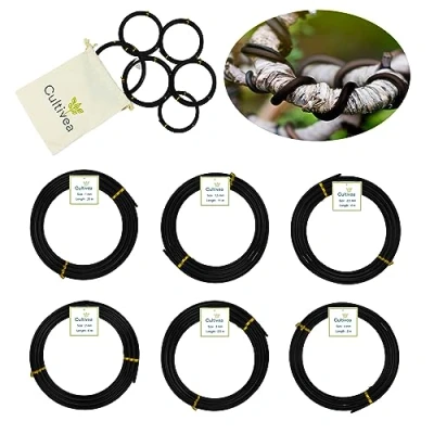 Bild av CULTIVEA® bonsai tråd, 6 rullar aluminiumtråd, 1,0 mm/1,5 mm/2,0 mm/2,5 mm/3,0 mm/4,0 mm korrosionsskyddande ligatur, trädgårdsredskap inomhus, bonsai, växt, träd