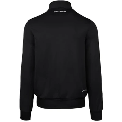 Bild av Gorilla Wear Delaware Track jacka svart bodybuilding sport vardag fritid med logotyptryck, lätt och bekväm för optimal polyesterrörelse elastan, M