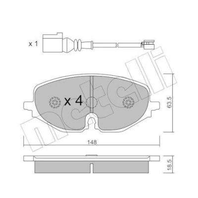 Bild av METELLI 22 1280 0 Jeu de plaquettes frein contact signal d&#039;usure inclus VOLKSWAGEN: Golf VIII 3/5 portes, Variant, Caddy V Van