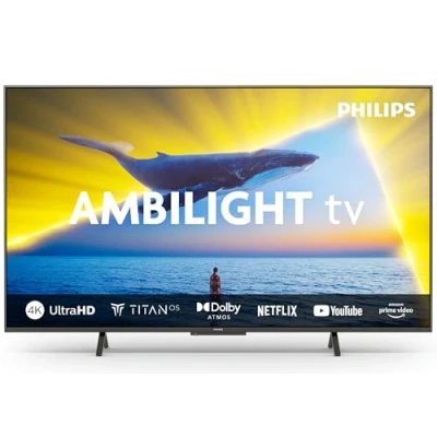 Bild av Philips Ambilight 43PUS8109 4K LED Smart TV 43 tums skärm med plattformen Pixel Precise Ultra HD, Titan OS och Dolby Atmos ljud, kan användas Alexa Google Voice Assistant Satin krom ram