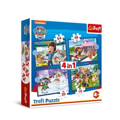 Bild av Trefl PAW Patrol, Hundangelägenheter Pussel 4i1, 4 läggspel, från 35 till 70 bitar Olika svårighetsgrader, för barn år