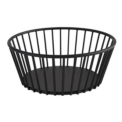 Bild av APS &quot;Urban&quot; rund metallnätkorg, robust nätkorg, Ø 17 cm x H: 7 cm, brödkorg, fruktkorg, grönsakskorg, stapelbar, svart, diskmaskinssäker.