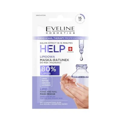 Bild av Eveline Cosmetics hand och nagelterapi Rescue mask intensiv fukt styrkebehandling för torr hud spröda naglar med lavendeldoft
