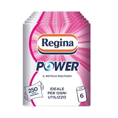 Bild av Regina Power, multifunktionspapper 250 ark med 2 lager, perfekt för rengöring av alla ytor, återvinningsbart paket, 100% FSC certifierat papper, 1 rulle