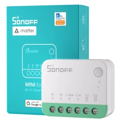 Bild av SONOFF MINIR4M Matt Wlan Smart reläbrytare, Wifi Switch 2 vägs mini gör det själv modul, hemautomatisering, Smarthome strömbrytare infälld kompatibel med Apple Home, Alexa &amp; Google IFTTT,