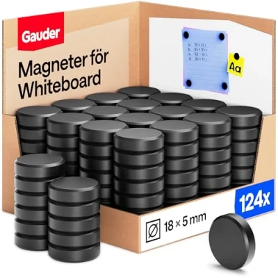Bild av GAUDER Kylskåpsmagneter Små magneter för whiteboard, pinntavla och kylskåp Runda (124 stycken)